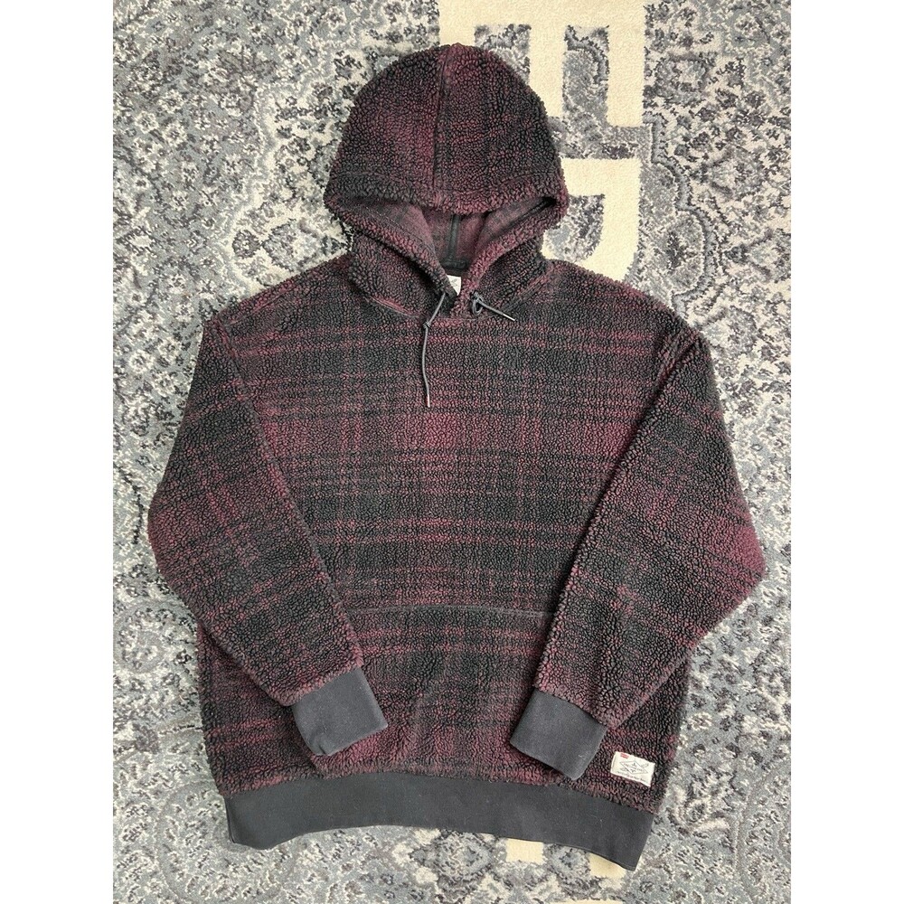 Levis Justin Timberlake Fresh Leaves Red Plaid Sherpa Fleece Hoodie Mens XLarge